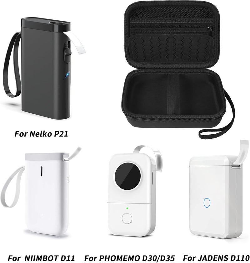 Comecase Case Compatible with Nelko P21/ for Phomemo D30 D35 Label Maker Machine, for JADENS D11/ for SUPVAN Mini Labeler Sticker, Labler Maker Storage for Tape&Accessories - Black - Image 2